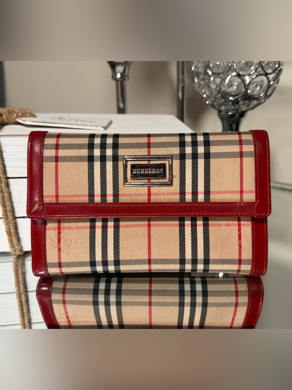 Burberry Plaid Crossbody Bag in Red & Beige